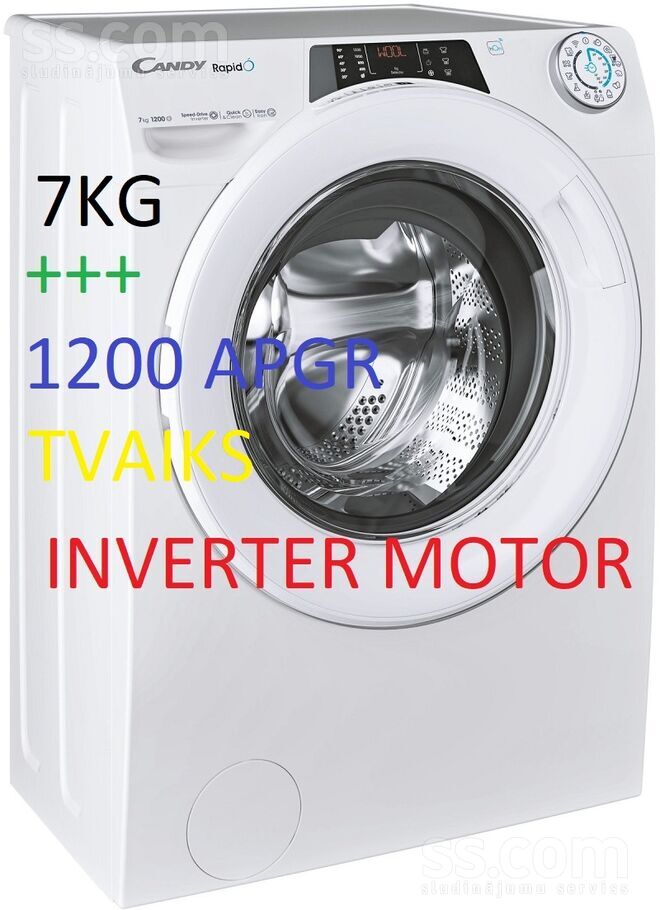 7kg1200 Apgr. Šaura. +++Jauna. Invertor Motor Jaunas. Augstas kvalitātes produkts , изделие высшего качества, momentala piega ...